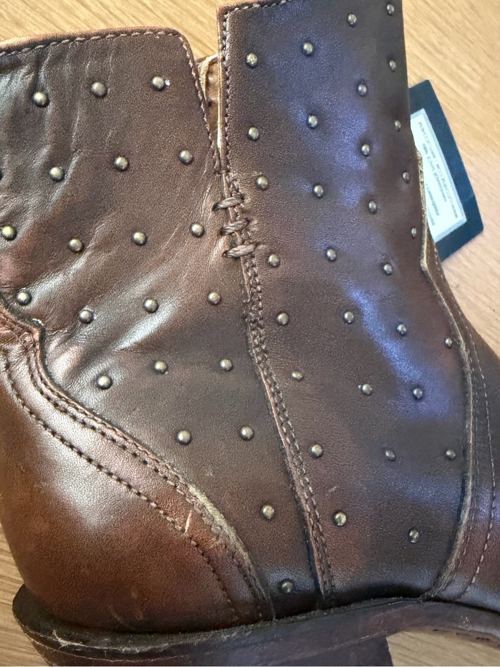 Lucchese Harley Cowhide Zippered Studded Round Toe Cowboy Booties - Picture 3 of 12